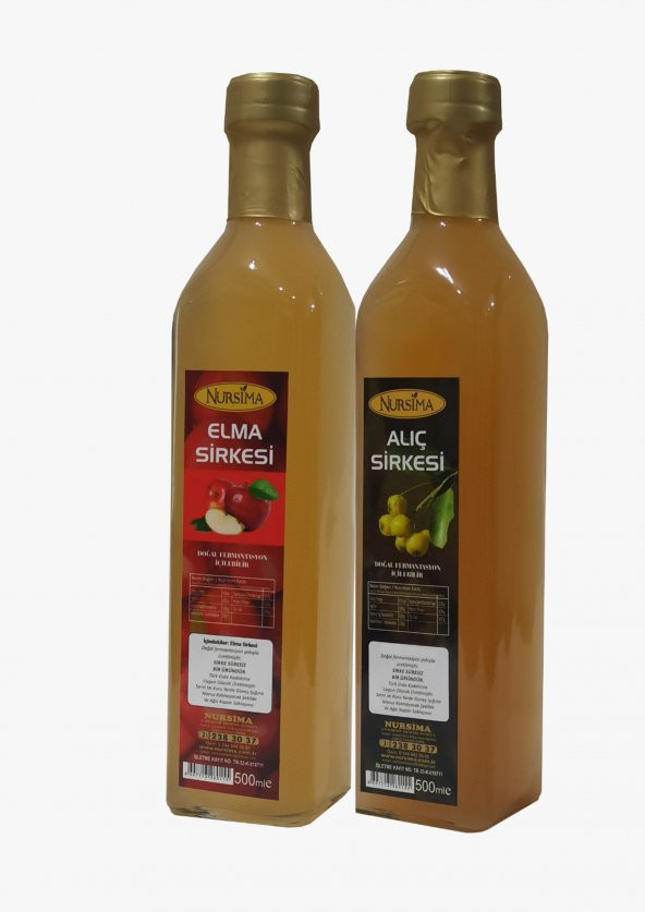 Elma Sirkesi 500 ml + Alıç Sirkesi 500 ml Cam Ambalaj