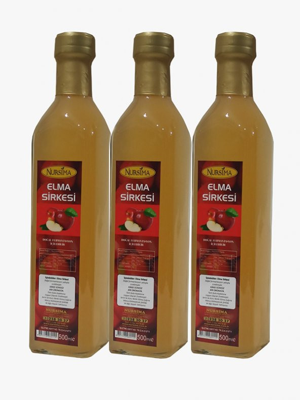 Elma Sirkesi 500 ml, 3 adet Cam Ambalaj