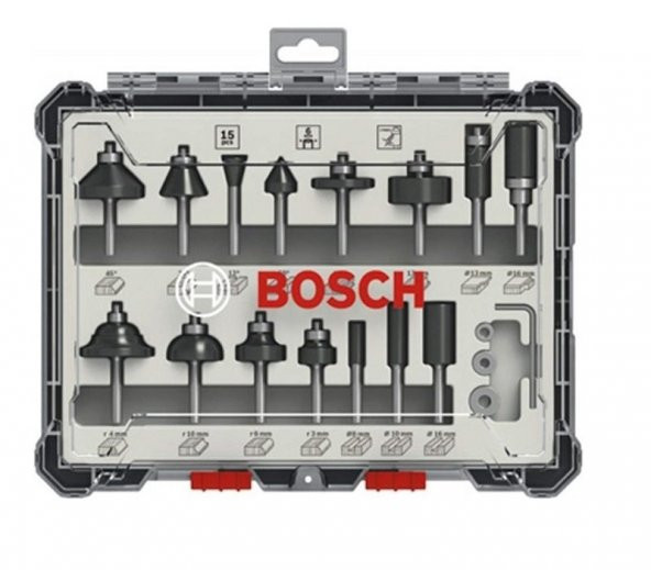 BOSCH 6 mm Profesyonel Ahşap Freze Bıçak Seti 15 Parça (2607017471) - 3