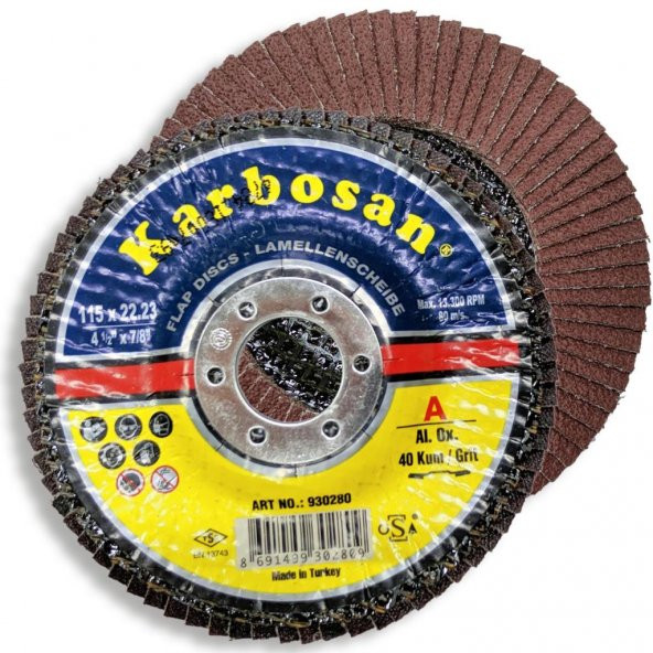 Karbosan Flap Disk 115mm 40 Kum, AO (10 Adet)