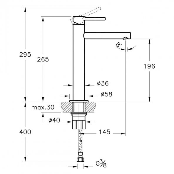 Vitra Origin Mat Siyah Yüksek Lavabo Bataryası A4255736 - 2