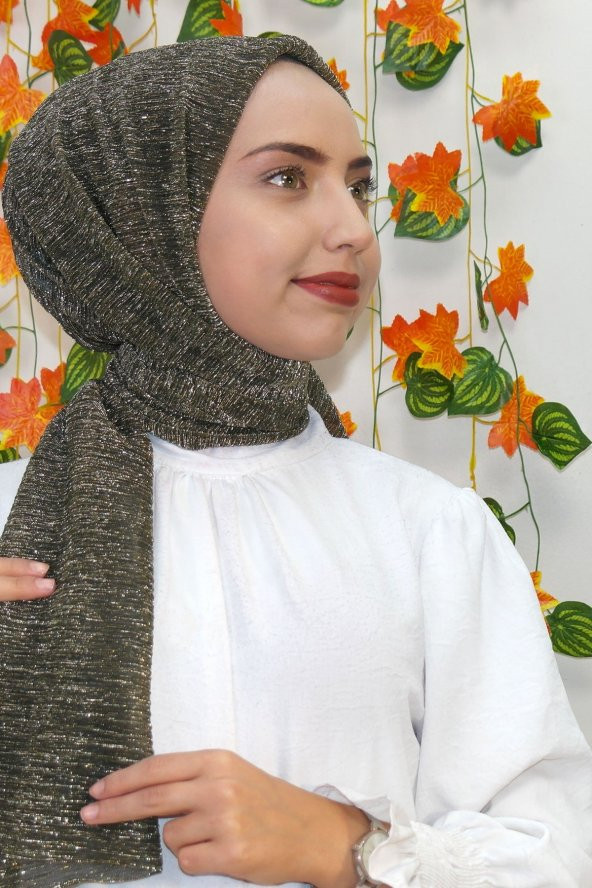 Simli Plise Şal Eş2650-1