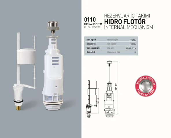 Nkp Rezervuar İç Takım Basmalı Sistem Perfect Flotör - Resim 2