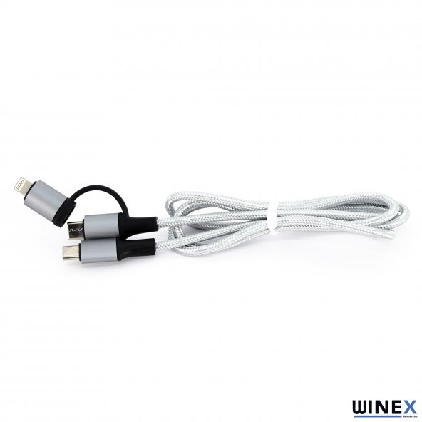 Winex 2in1 3A 60W Type-C to Type-C ve Lightning Örgülü Data Hızlı Şarj Kablo 1M - 2