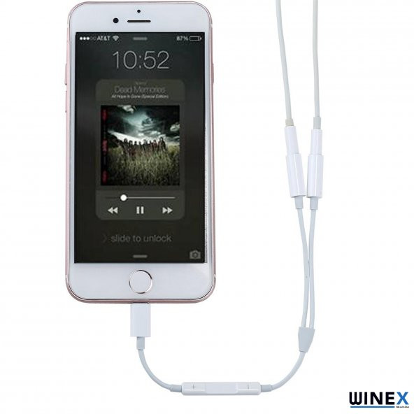 Winex 2in1 Lightning to Double 3.5mm Çıkışlı Jack Adaptör - 5