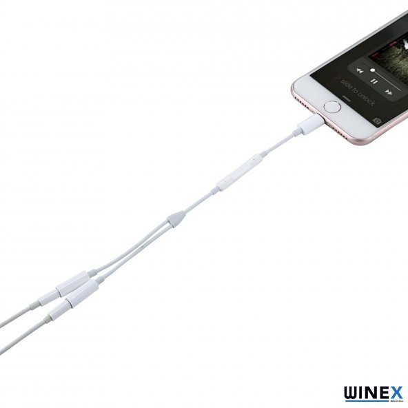 Winex 2in1 Lightning to Double 3.5mm Çıkışlı Jack Adaptör - 7