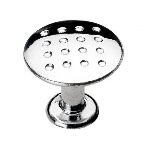 Noktalı Düğme Çekmece Dolap Kapak Kulpu Kulbu Krom Metal Daire Kulp - 4