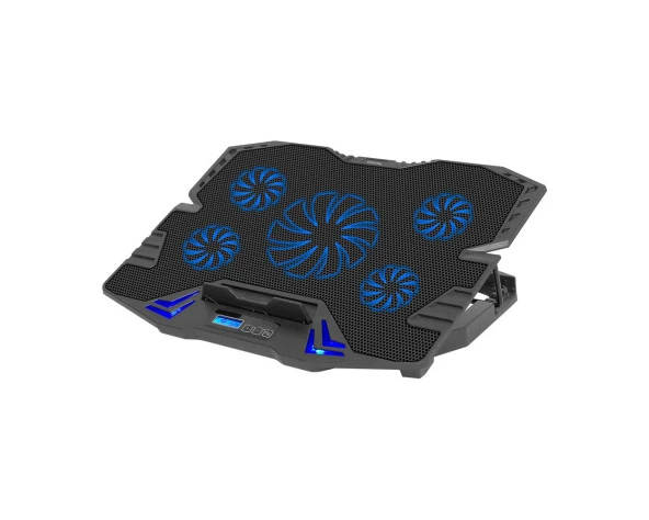 Frisby Notebook Soğutucu 5 x Fan LCD Kontrol Pane Metal Izgara 5 Işıklı 2 x USB Port