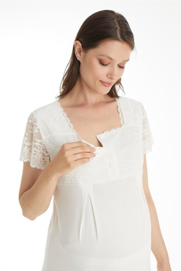 Kadın Düğmeli Kısa Kollu Lohusa Takımı İsem Moda 4110 - 9