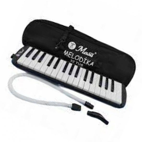 Siyah Melodika 32 Tuş Bez Çantalı 1 Adet Masis 32 Tuşlu Melodika