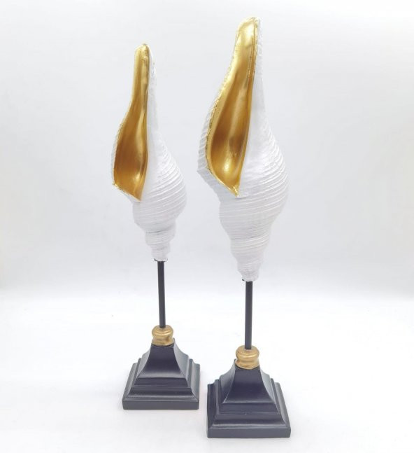 Crearthome Gold - Krem 2li Deniz Kabuğu Dekoratif Obje 45-43 Cm Kermanhome1