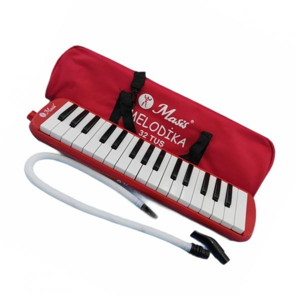 Kırmızı Melodika 32 Tuş Bez Çantalı 1 Adet Masis 32 Tuşlu Melodika Çantalı