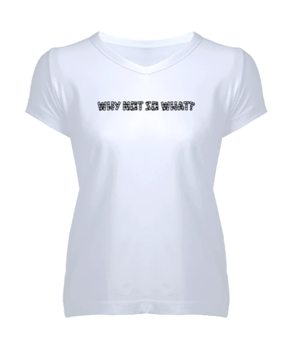 kadın beyaz v yaka sloganlı t-shirt Kadın V Yaka Tişört