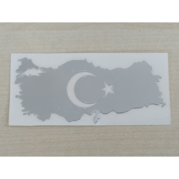 TÜRKİYE HARİTASI STİCKER 7,5x3,5cm METALİK TÜRK BAYRAĞI STİCKER - AYYILDIZ ÇIKARTMASI, AY YILDIZ ETİKETİ