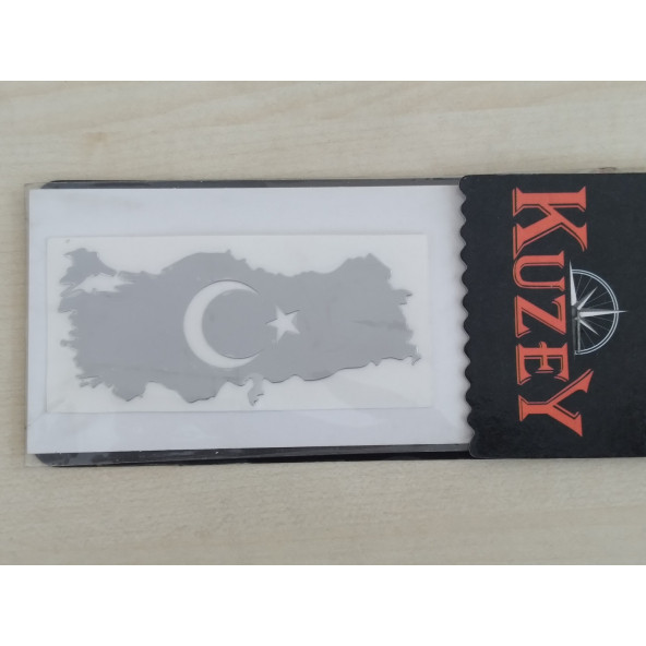 TÜRKİYE HARİTASI STİCKER 7,5x3,5cm METALİK TÜRK BAYRAĞI STİCKER - AYYILDIZ ÇIKARTMASI, AY YILDIZ ETİKETİ - 2
