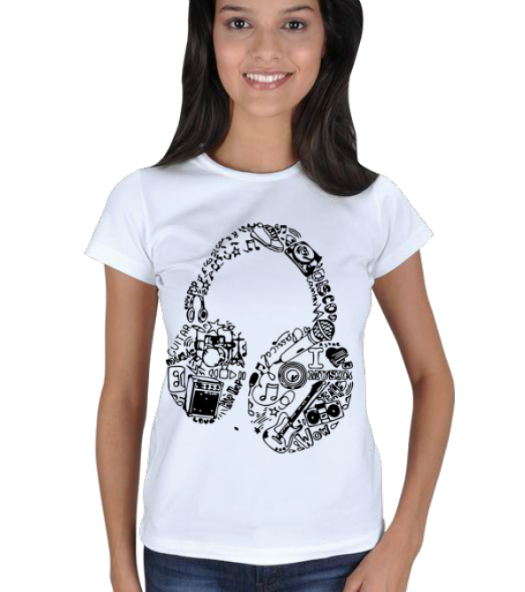 Kulaklık T-Shirt Kadın Tişört
