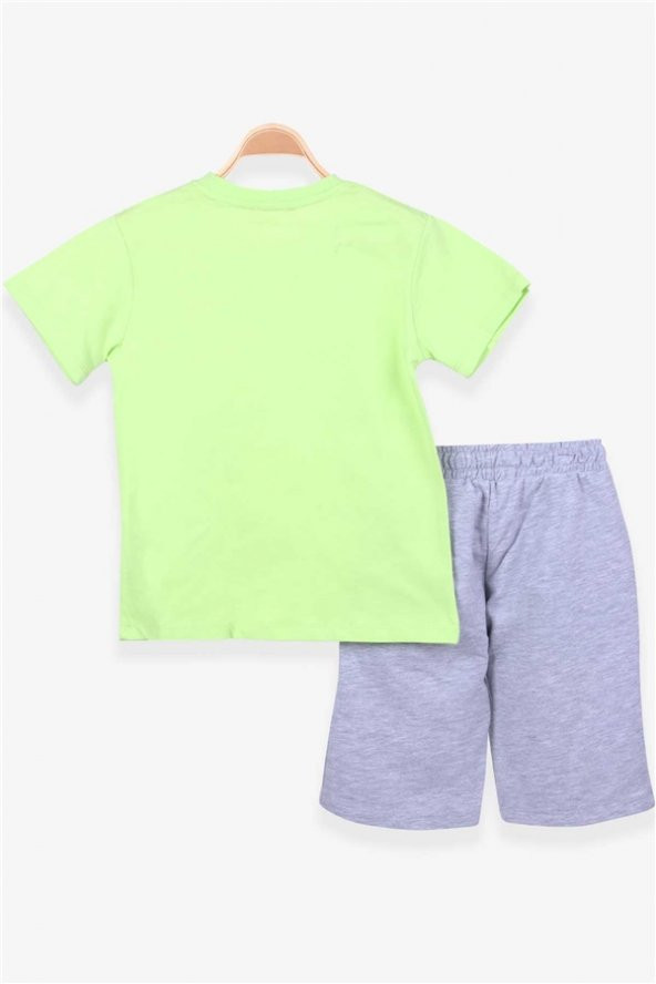 Erkek Çocuk Şortlu Takım Baskılı Fıstık Yeşili Soft (5-10 Yaş)