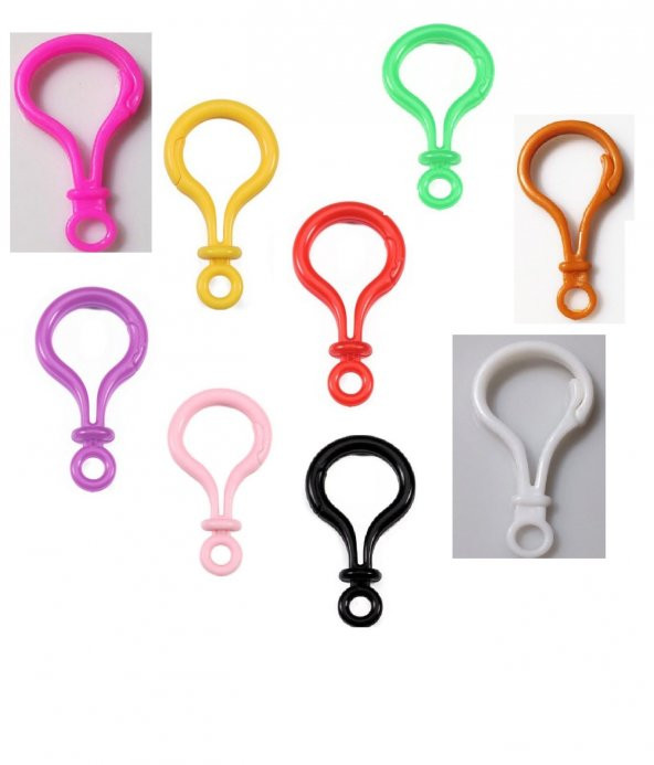 Hayal Sepeti Plastik Anahtarlık Kancası Büyük Boy Renkli (50 Adet) - 4