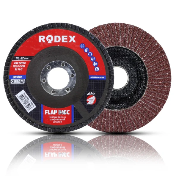 Rodex Avuç İçi Taşlama Flap Disk Zımpara 115 mm - 12