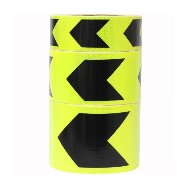 Reflektörlü Reflektif Fosforlu Şerit Bant Sarı-Siyah Reflekte İkaz Bandı - 2