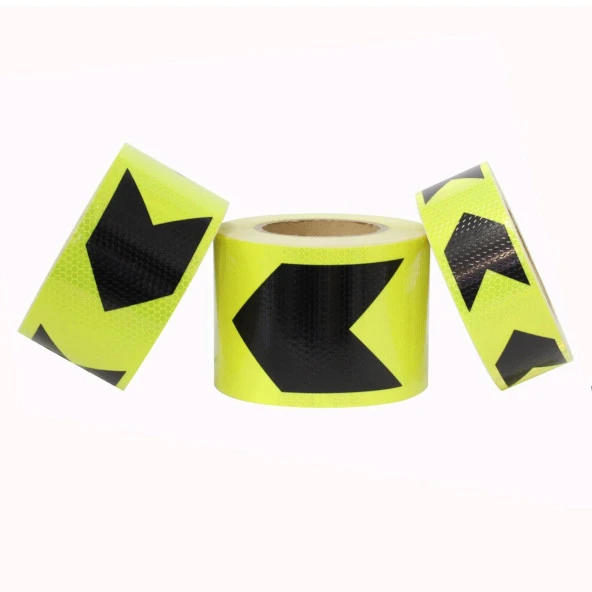 Reflektörlü Reflektif Fosforlu Şerit Bant Sarı-Siyah Reflekte İkaz Bandı - 3