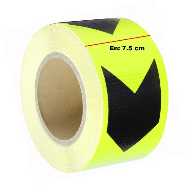 Reflektörlü Reflektif Fosforlu Şerit Bant Sarı-Siyah Reflekte İkaz Bandı - 11