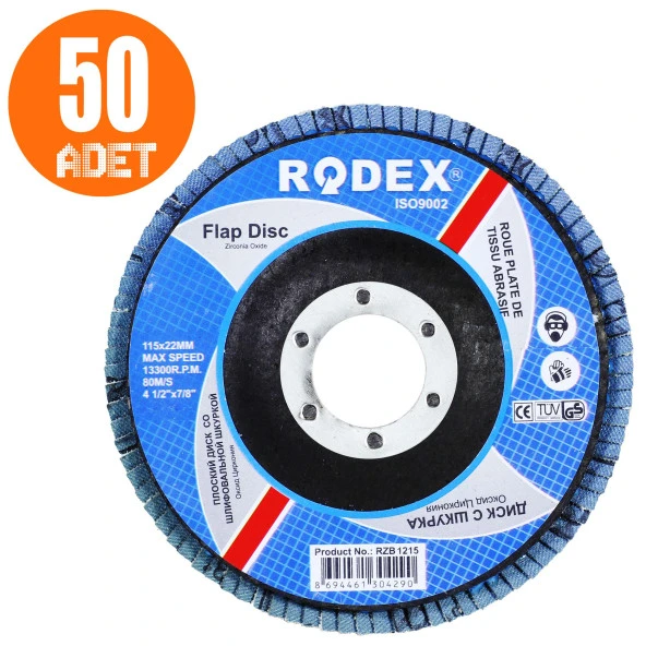 Rodex Zirkonyum Oksit Avuç İçi Taşlama Flap Disk Zımpara 115 mm - Resim 7