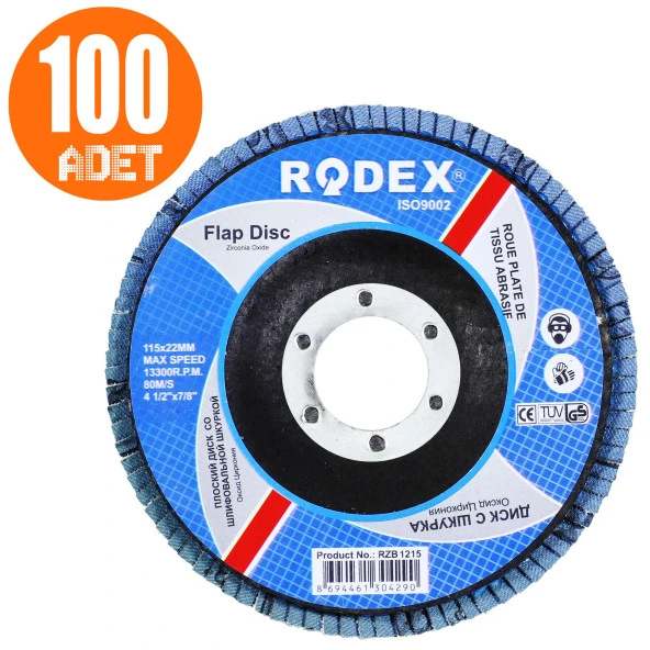 Rodex Zirkonyum Oksit Avuç İçi Taşlama Flap Disk Zımpara 115 mm - Resim 9