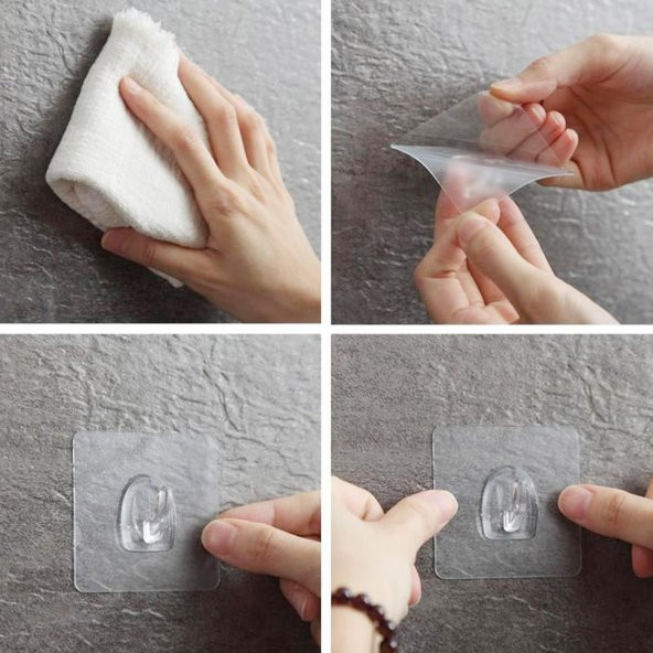 Kendinden Yapışkanlı Kapı Askılığı Duvar Banyo Mutfak Askısı GRİ - Resim 5