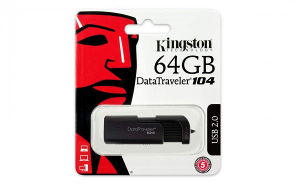 Kingston DT104/64GB 64 GB  DataTraveler 104 USB 2.0 USB Flash Bellek