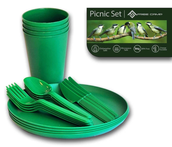 FreeCamp 4 Kişilik Piknik Seti-YEŞİL - 4