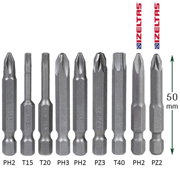 (9 PARÇA) Matkap Bits Uç Vidalama Ucu Düz Yıldız Torx Uç - 3