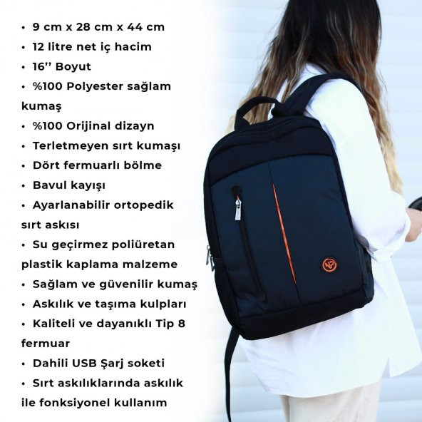 NPO Citylife+ Smart 16" Notebook Sırt Çantası-Siyah - 7