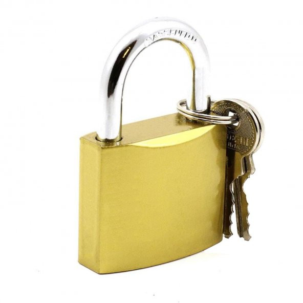 Asma Kilit Kapı Dolap Kilidi Sarı 25 mm 2 Anahtarlı