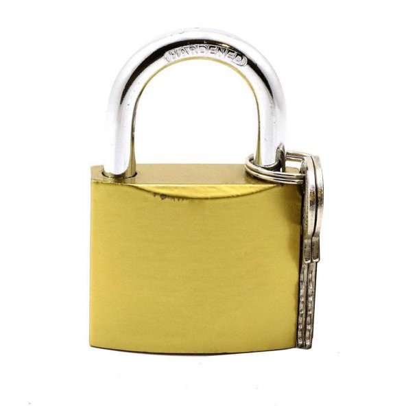 Asma Kilit Kapı Dolap Kilidi Sarı 25 mm 2 Anahtarlı - 2