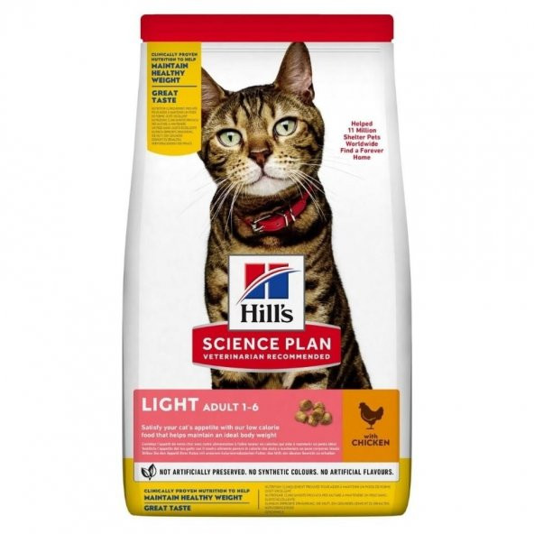 Hills Science Plan Hills Light Tavuk Etli Düşük Kalorili Yetişkin Kedi Maması 3 kg - 2