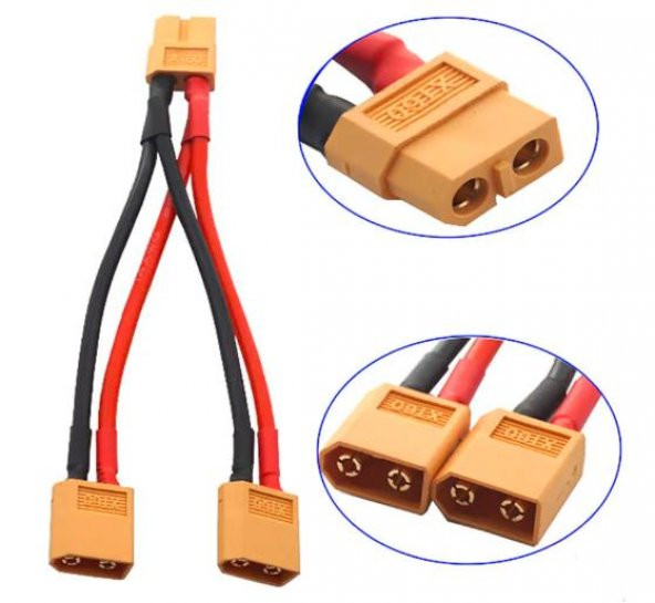 XT-60 1 Dişi - 2 Erkek Çoklayıcı Y Kablo