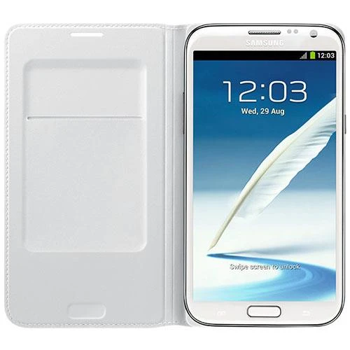 Samsung Galaxy Note 2 Kılıf Orjinal Flip Wallet - Beyaz EF-NN710BWEGWW - Resim 9