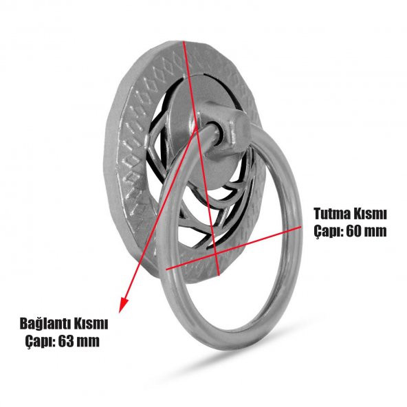 Sarkaç Dolap Çekmece Kulpu Kulbu Metal Krom Halka Kulp - 2