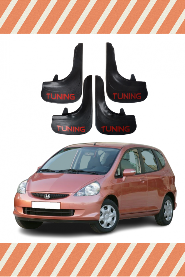 NOVDES HONDA JAZZ 2002-2008 TUNİNG YAZILI 4LÜ TOZLUK ÇAMURLUK PAÇALIK