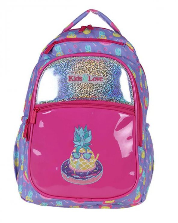 Kaukko Kids Love Ananas Sırt Çantası Rugan Hologram L5069