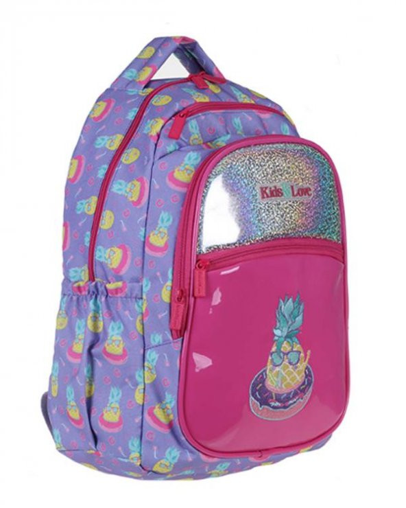 Kaukko Kids Love Ananas Sırt Çantası Rugan Hologram L5069 - 3