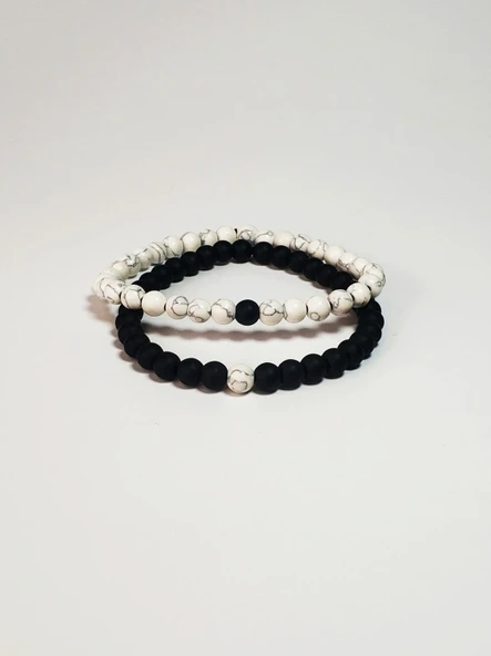 JTKB22011 Janti 2'li Kombin Bileklik Orijinal Onyx ve Havlit Doğaltaş Garantili Kutulu - Resim 2