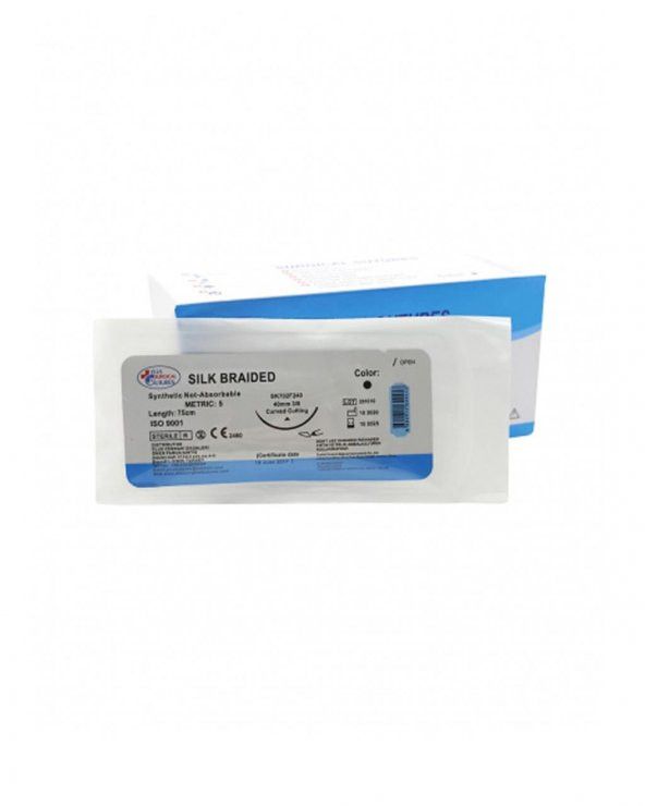 İpek İplik USP 2 40 MM KESKİN 3/8 75 CM / 12li Kut