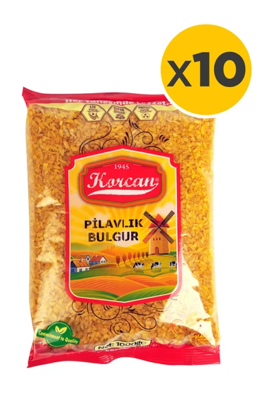 KORCAN Pilavlık Bulgur 1 Kg 10 lu Paket (10 kg)