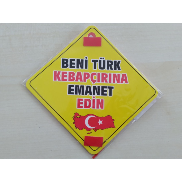 CAM İÇİ SARI DEKOR PLAKA KARE TÜRK KEBAPÇILARINA EMANET (11x11cm) YAPIŞTIRMALI (Dekor Levha) SARI PLAKA ürün görseli