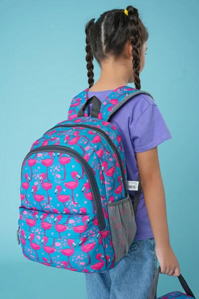 Cambridge Polo Club 3'lü Okul Çanta Seti PEMBE FLAMİNGO / PLCAN2079.318 - Resim 2