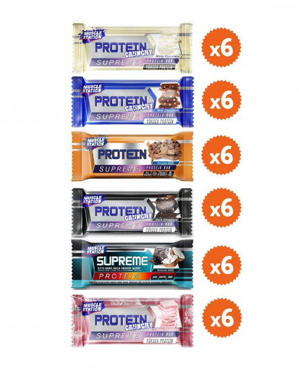 Muscle Station Protein Supreme Bar Karma Set 6 Çeşit 36 Adet
