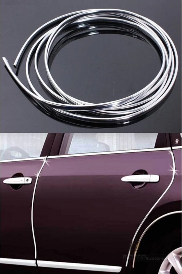 U Tipi Nikelaj Çıta Araç Içi Dışı Geçmeli Koruyucu - Kapı Koruyucu Nikelaj - 4 Metre