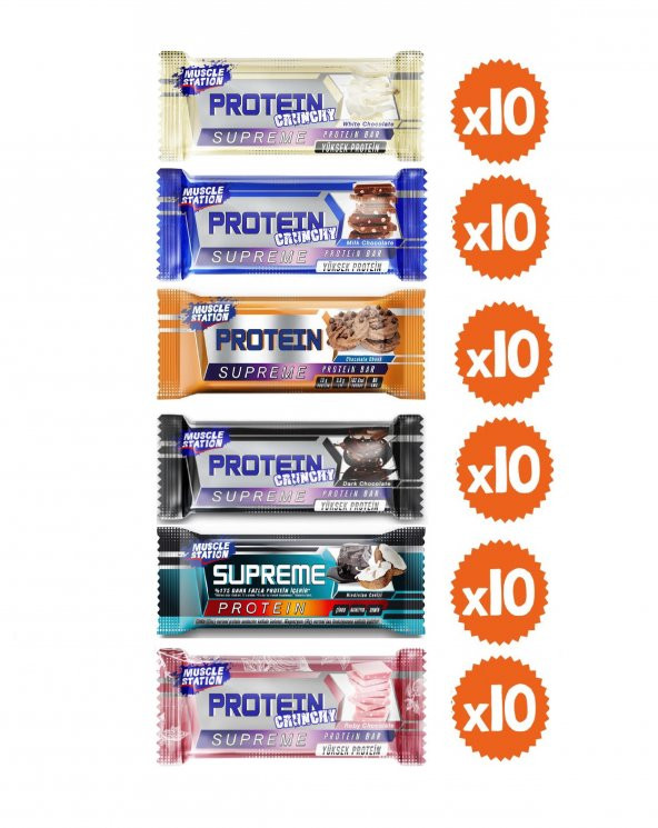 Muscle Station Protein Supreme Bar Karma Set 6 Çeşit 60 Adet